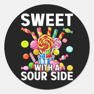 Zoet Met Een Zure Kant Grappige Snoepplek Lekker Ronde Sticker