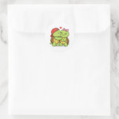 Zoet moment van schildpadkoppel ronde sticker (Tas)