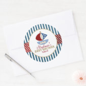Zoet nautisch Baby shower Ronde Sticker (Envelop)