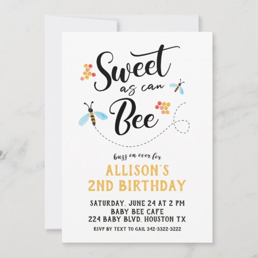 Zoet niet zo veel als een uitnodiging om de verjaa (Voorkant)