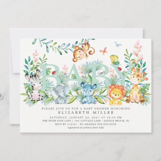 Zoet Oerwoud Dieren Neutraal Baby shower Kaart (Voorkant)