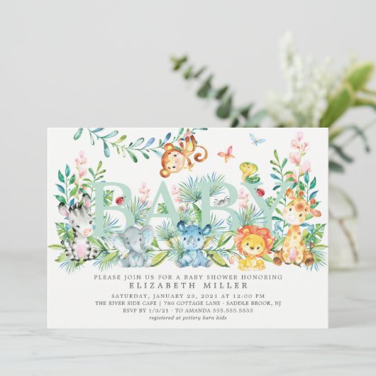 Zoet Oerwoud Dieren Neutraal Baby shower Kaart (Staand voorkant)