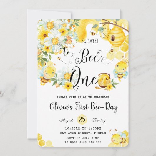 Zoet om bij te zijn Een Schattigee bijen 1e verjaa Kaart (Voorkant)