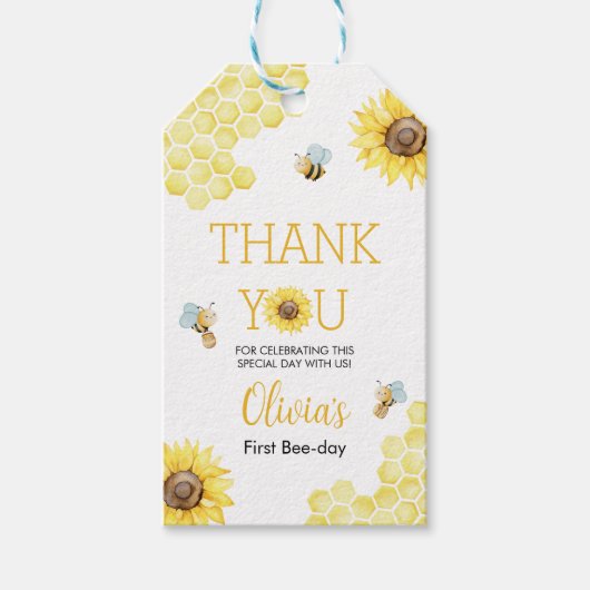 Zoet om een eerste bijendag verjaardagsfeestje te cadeaulabel (Voorkant)