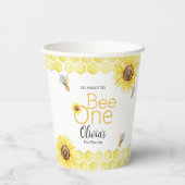 Zoet om een eerste bijendag verjaardagsfeestje te  papieren bekers (Achterkant)