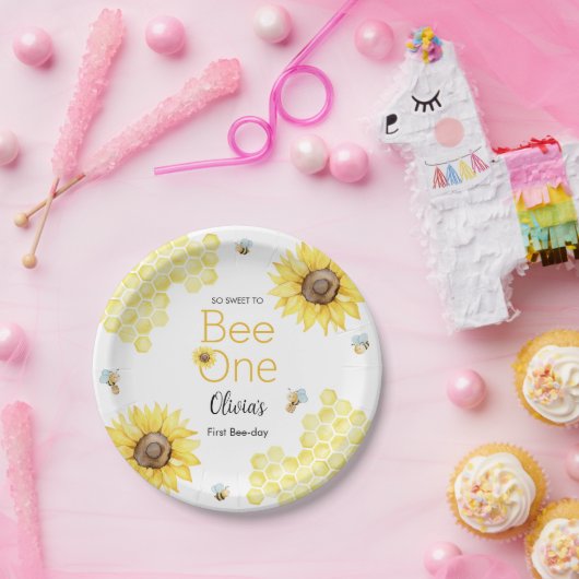 Zoet om een eerste bijendag verjaardagsfeestje te  papieren bordje (Feest)