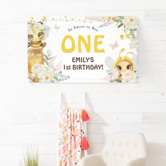 Zoet om één te zijn 1e verjaardag spandoek (Insitu)