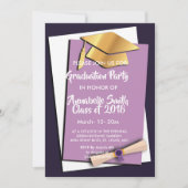 Zoet Paarse Elegant Afstuderen Kaart (Voorkant)