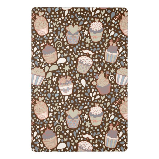 Zoet patroon gemaakt van smaakvolle cupcakes mini klembord (Achterkant)