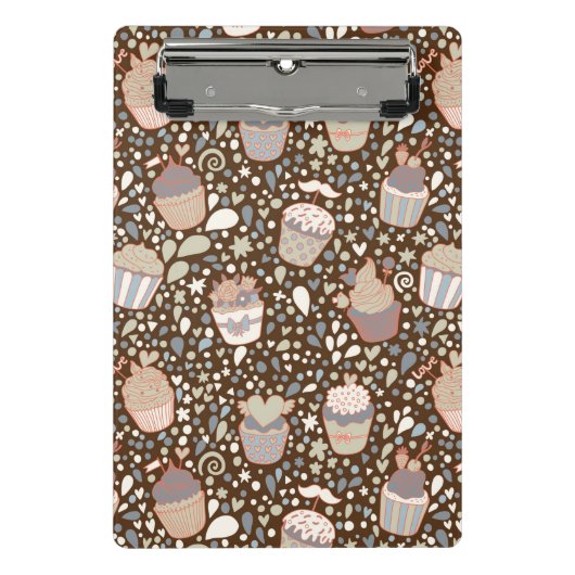 Zoet patroon gemaakt van smaakvolle cupcakes mini klembord (Voorkant)