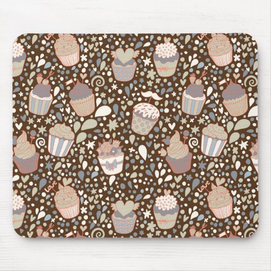 Zoet patroon gemaakt van smaakvolle cupcakes muismat (Voorkant)