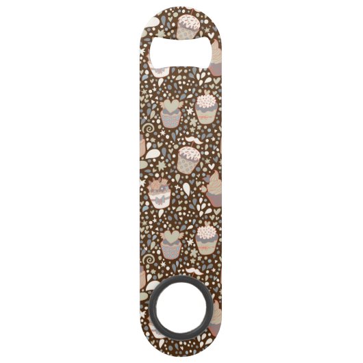 Zoet patroon gemaakt van smaakvolle cupcakes speed flessenopener (Achterkant)