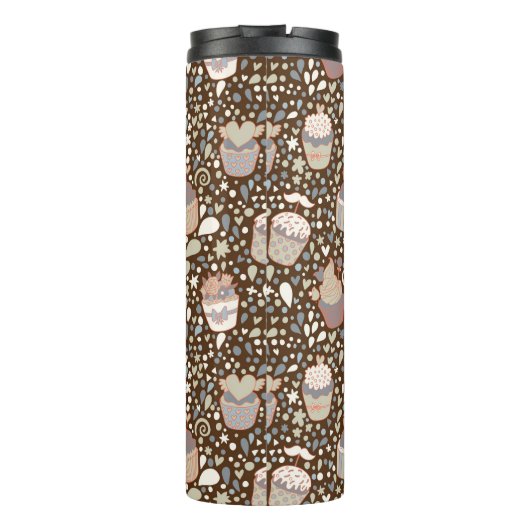Zoet patroon gemaakt van smaakvolle cupcakes thermosbeker (Achterkant)