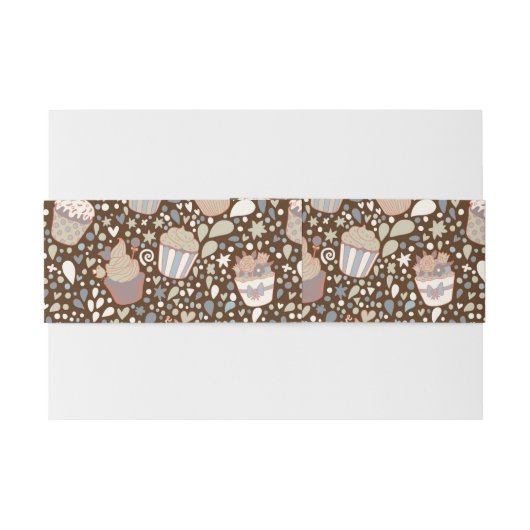 Zoet patroon gemaakt van smaakvolle cupcakes uitnodigingen wikkel (Achterkant Voorbeeld)