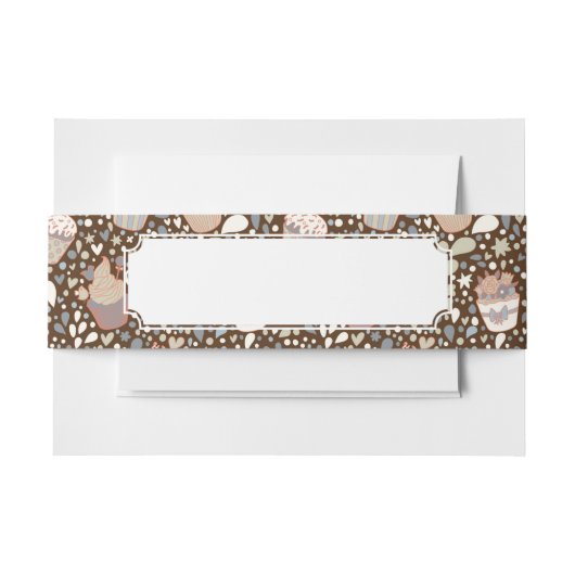 Zoet patroon gemaakt van smaakvolle cupcakes uitnodigingen wikkel (Voorkant Voorbeeld)