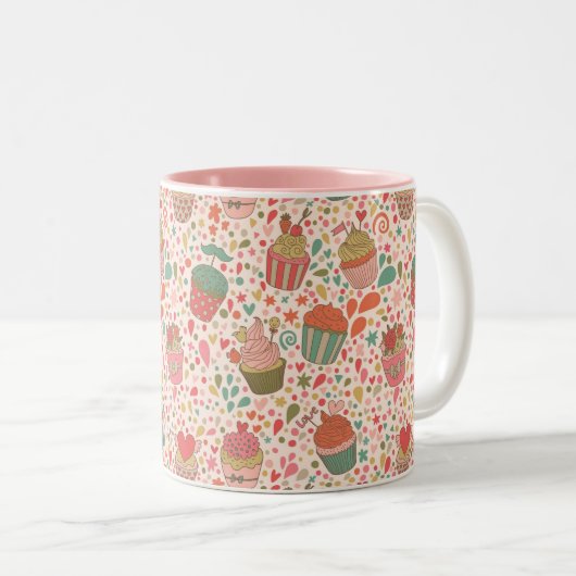 Zoet patroon tweekleurige koffiemok (Voorkant rechts)