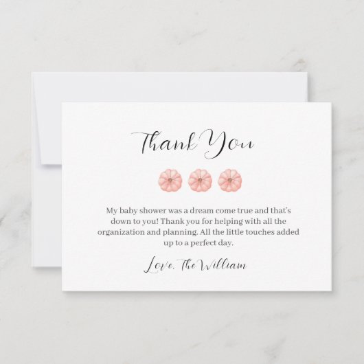 Zoet pompoen Baby shower Bedankkaart (Voorkant)