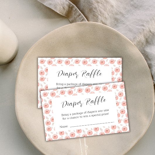 Zoet Pompoen Baby shower Luier Raffle Informatiekaartje