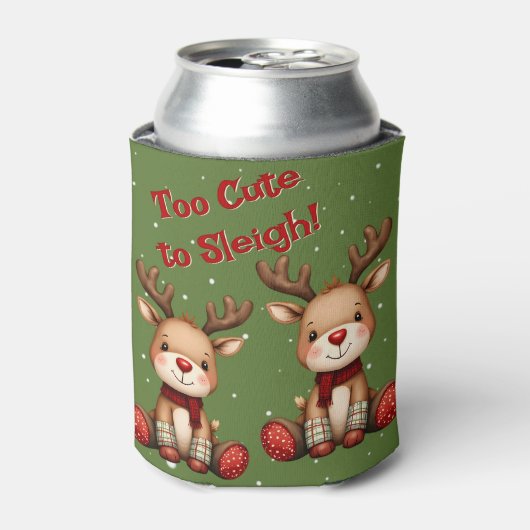 Zoet Rendierpaar in Kerstsneeuwval Blikjeskoeler (Blikje Voorkant)