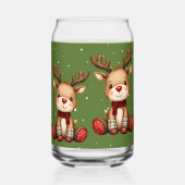 Zoet Rendierpaar in Kerstsneeuwval Blikvorm Glas (Achterkant)