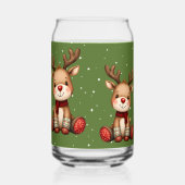 Zoet Rendierpaar in Kerstsneeuwval Blikvorm Glas (Links)