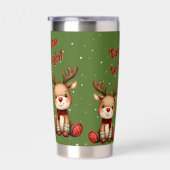 Zoet Rendierpaar in Kerstsneeuwval Geïsoleerde Drinkbeker (Rechts)