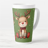 Zoet Rendierpaar in Kerstsneeuwval Latte Mok (Rechterhoek)