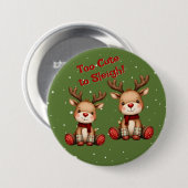 Zoet Rendierpaar in Kerstsneeuwval Ronde Button 7,6 Cm (Voorkant /achterkant)