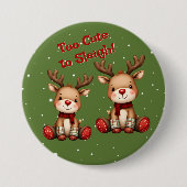Zoet Rendierpaar in Kerstsneeuwval Ronde Button 7,6 Cm (Voorkant)
