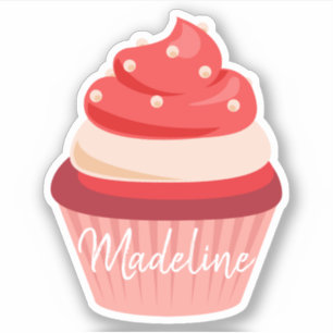 Zoet rood fluweel crème cupcake sticker