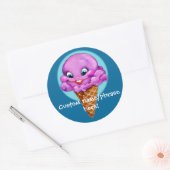 Zoet rood framboos ijs meisje ronde sticker (Envelop)