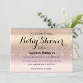 Zoet roos gouden baby cadeau kaart (Staand voorkant)