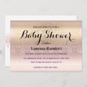 Zoet roos gouden baby cadeau kaart (Voorkant / Achterkant)