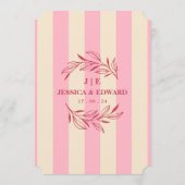 Zoet Roze Beige Gestreepte Bachelorette Geboorte B Kaart (Achterkant)