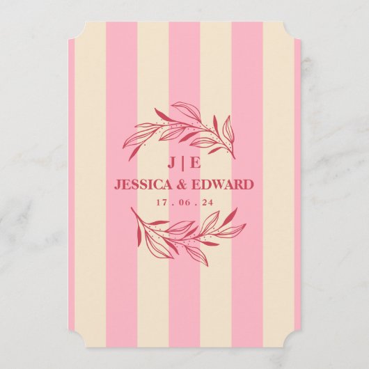 Zoet Roze Beige Gestreepte Bachelorette Geboorte B Kaart (Achterkant)