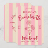 Zoet Roze Beige Gestreepte Bachelorette Geboorte B Kaart (Voorkant / Achterkant)