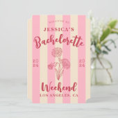 Zoet Roze Beige Gestreepte Bachelorette Geboorte B Kaart (Staand voorkant)