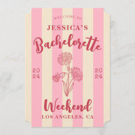 Zoet Roze Beige Gestreepte Bachelorette Geboorte B Kaart