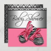 Zoet roze en zwart Baby shower Kaart (Voorkant / Achterkant)