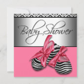 Zoet roze en zwart Baby shower Kaart (Voorkant)