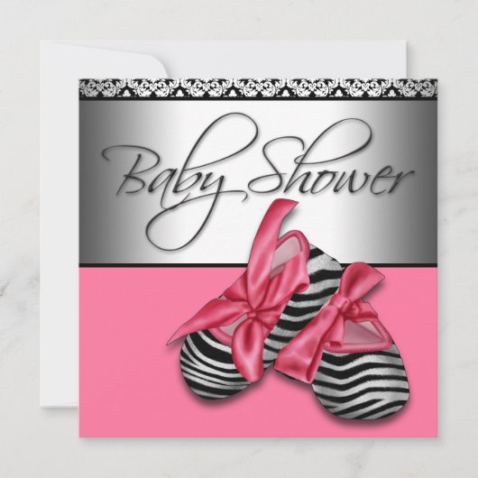 Zoet roze en zwart Baby shower Kaart (Voorkant)