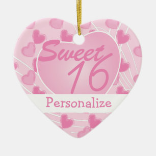 Zoet Roze Hart 16 Keramisch Ornament