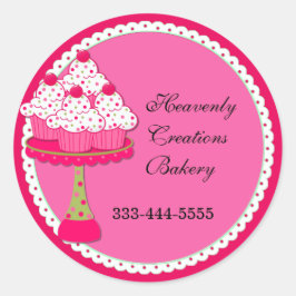 Zoet Roze Ronde Cupcake Bakkerij Stickers