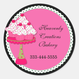 Zoet Roze Ronde Cupcake Bakkerij Stickers