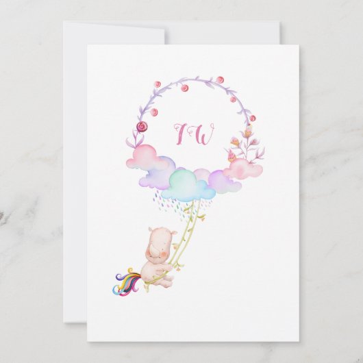 Zoet Roze Waterverf Meisje Foto Baby shower Kaart (Achterkant)