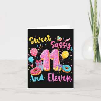Zoet, sassy en elf 11e verjaardag zoete donut kaart