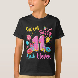 Zoet, sassy en elf 11e verjaardag zoete donut t-shirt