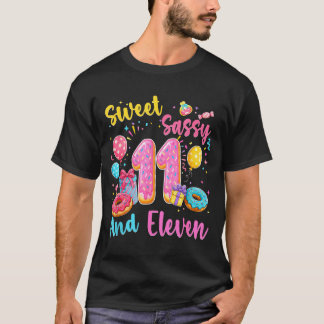 Zoet, sassy en elf 11e verjaardag zoete donut t-shirt