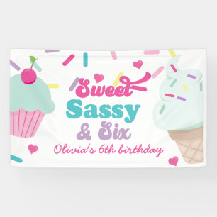 Zoet, Sassy en Zes Ijs en Taart Verjaardag Spandoek
