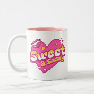 Zoet & Sassy Retro Hart Tweekleurige Koffiemok